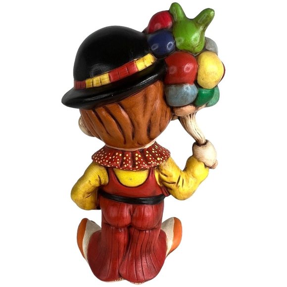 Handmade Ceramic Clown Figurine Holding Balloons Hand Painted Hobo Selling VTG - Picture 6 of 9